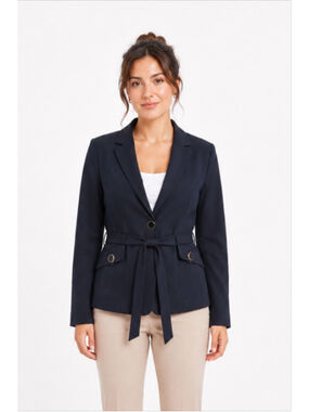 Harve Benard Sailaway Women's Black One-Button Belted Blazer Jacket NWT